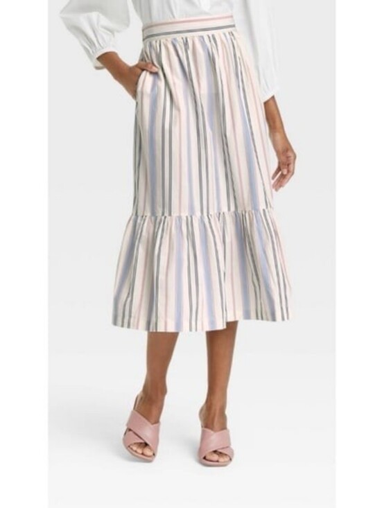 a new day Dresses & Skirts - striped Cotton A New Day maxi skirt tiered Ruffle Hem M